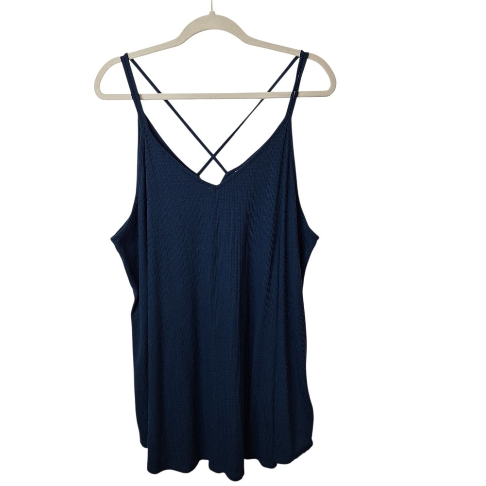 LuLaRoe Womens 2XL Crisscross Back Strappy Sleeveless Tank Top Blue Daniella